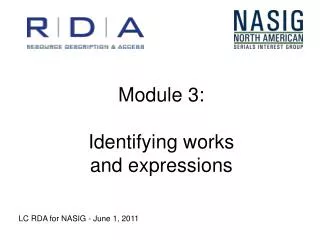 module 3 identifying works and expressions