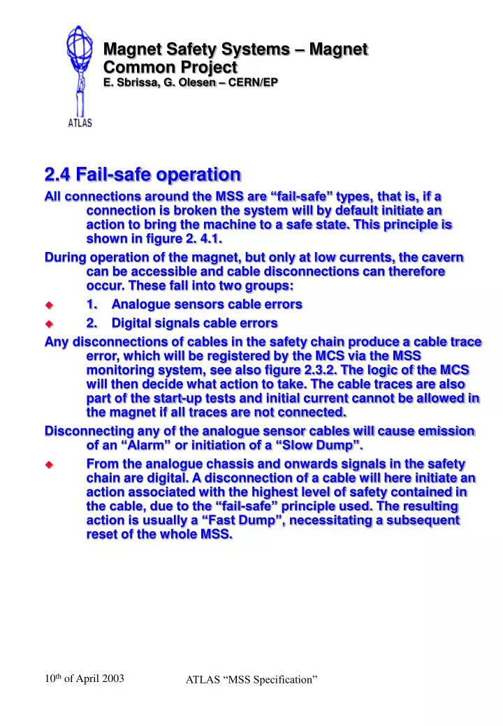 magnet safety systems magnet common project e sbrissa g olesen cern ep