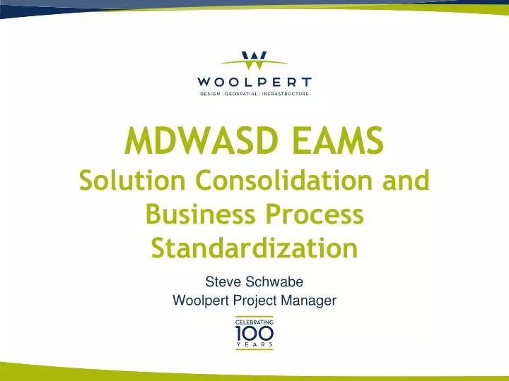 mdwasd eams solution consolidation and business process standardization