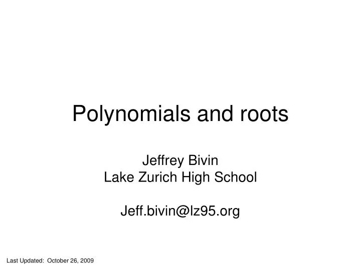 polynomials and roots