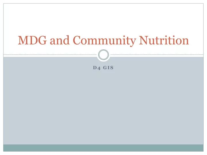 mdg and community nutrition
