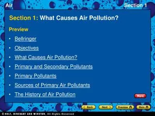 Section 1: What Causes Air Pollution?