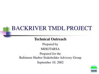 BACKRIVER TMDL PROJECT