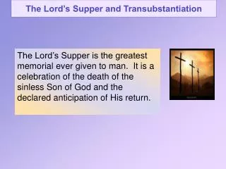 The Lord’s Supper and Transubstantiation