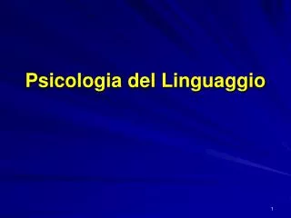 Psicologia del Linguaggio