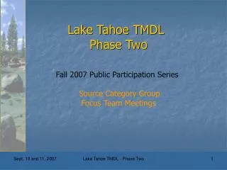 Lake Tahoe TMDL