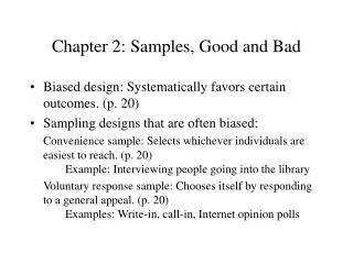 Chapter 2: Samples, Good and Bad