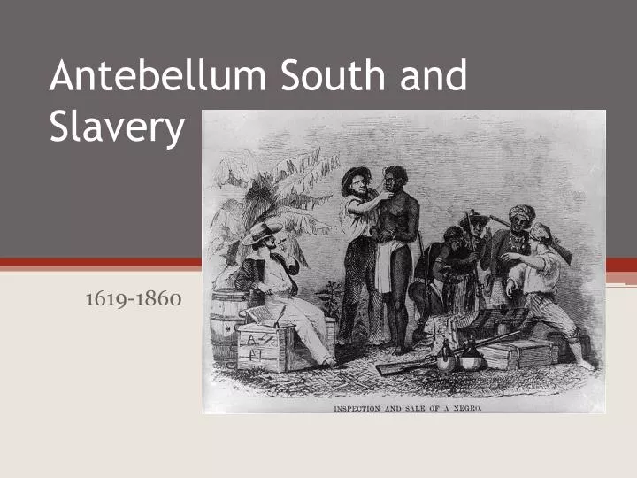 antebellum south and slavery