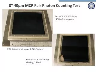 8” 40µm MCP Pair Photon Counting Test