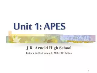 Unit 1: APES