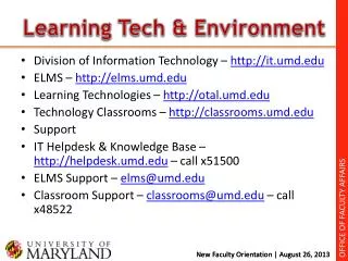 Learning Tech &amp; Environment