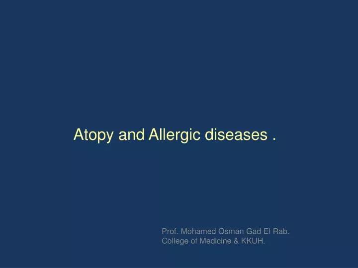atopy and allergic diseases