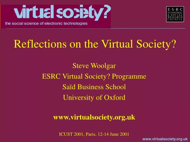 reflections on the virtual society