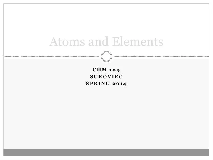 atoms and elements