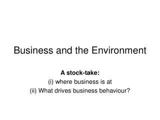Business and the Environment