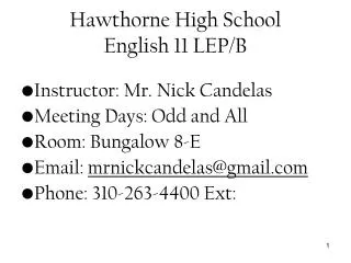 Hawthorne High School English 11 LEP/B