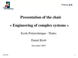 « Engineering of complex systems »