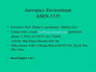 Aerospace Environment ASEN-5335