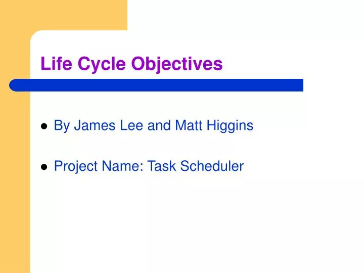 life cycle objectives
