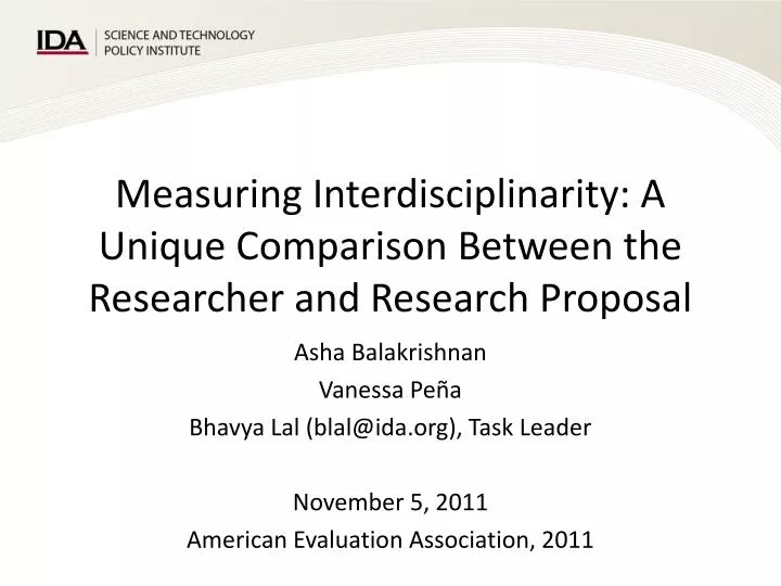 measuring interdisciplinarity a unique comparison between the researcher and research proposal