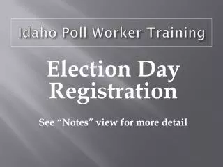 Idaho Poll Worker Training
