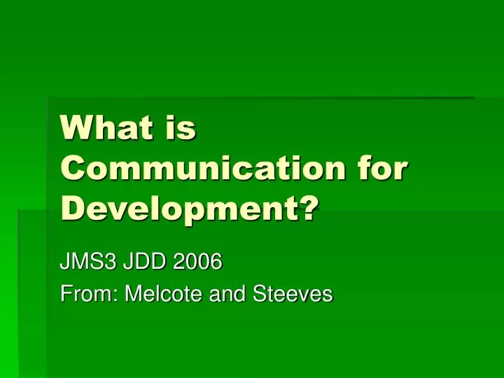 what is communication for development