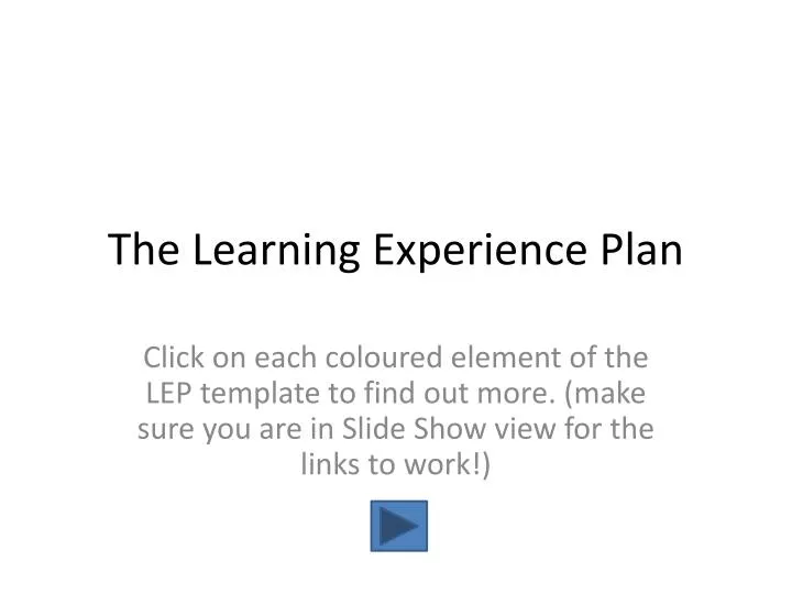 the learning experience plan