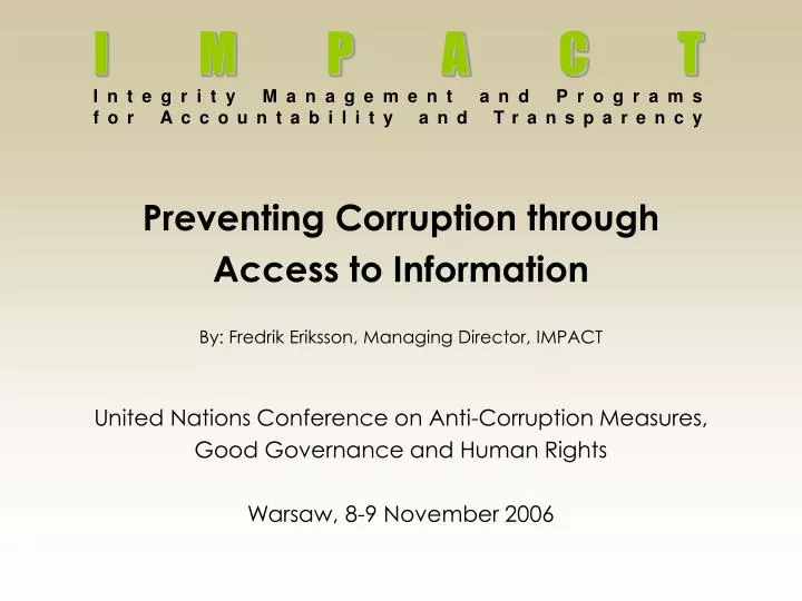 impact integrity management and programs for accountability and transparency