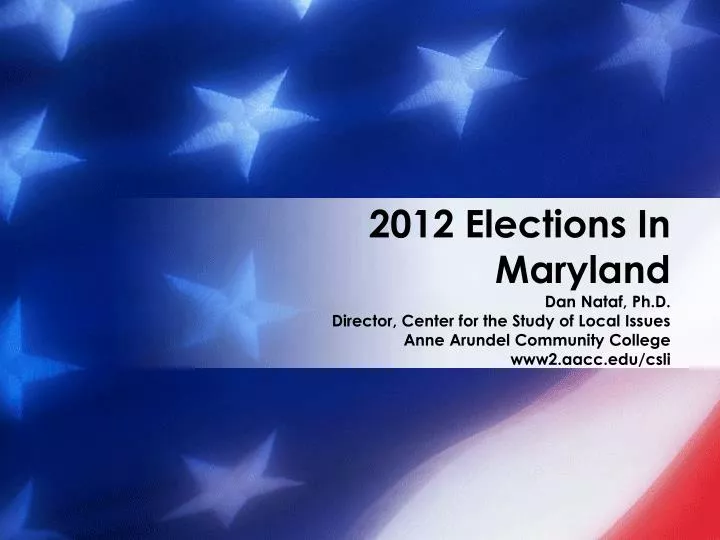 2012 elections in maryland