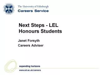 Next Steps - LEL Honours Students