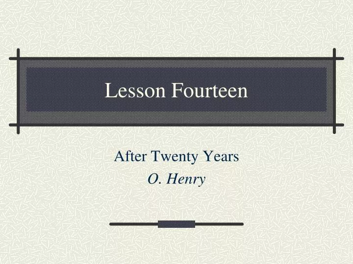 lesson fourteen