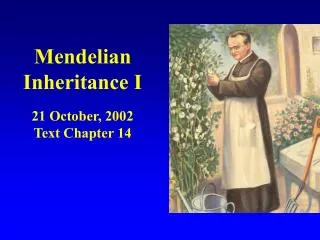 Mendelian Inheritance I 21 October, 2002 Text Chapter 14