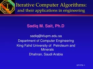 Iterative Computer Algorithms : and their applications in engineering