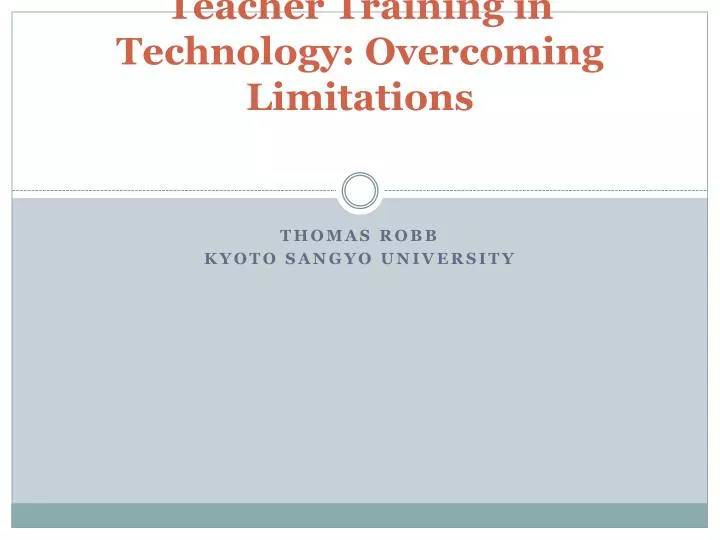 teacher training in technology overcoming limitations