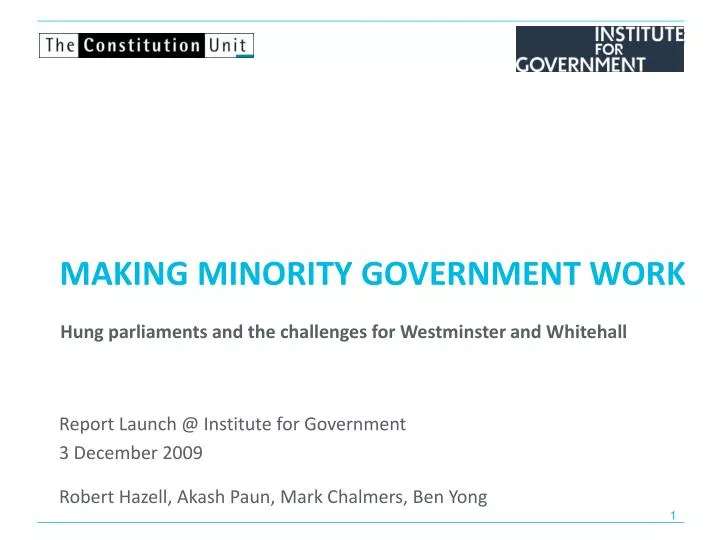 making minority government work