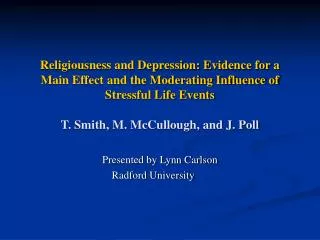 Presented by Lynn Carlson Radford University