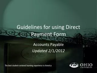 Guidelines for using Direct Payment Form