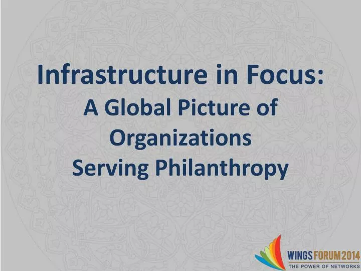 infrastructure in focus a global picture of organizations serving philanthropy