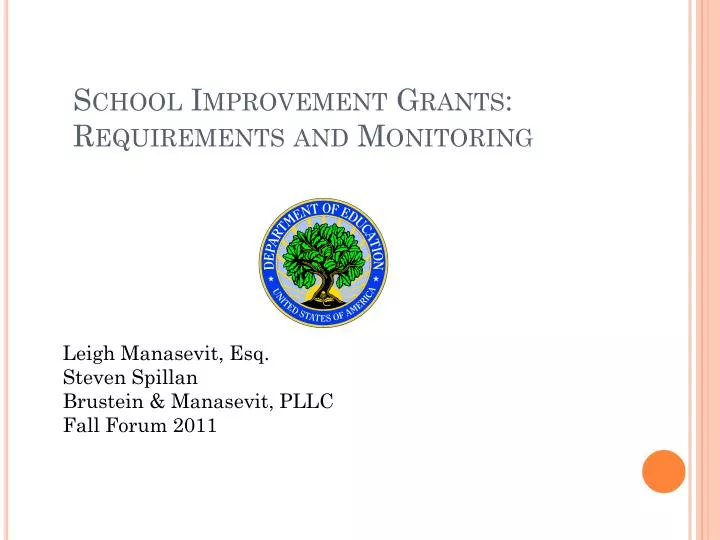 school improvement grants requirements and monitoring