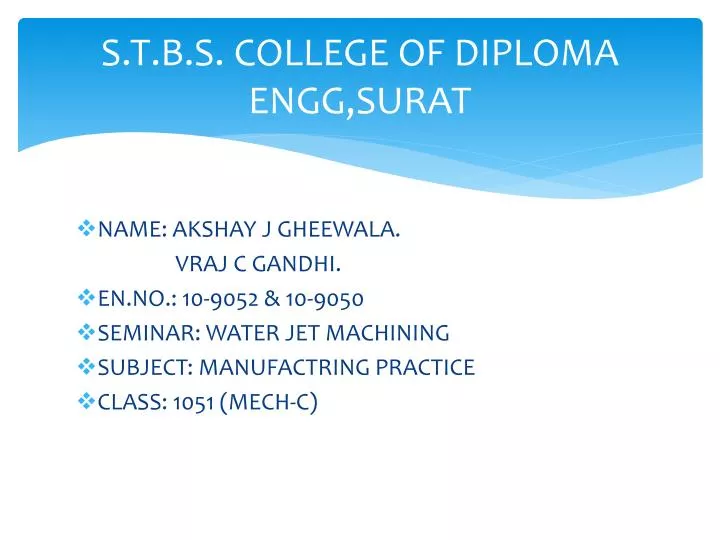 s t b s college of diploma engg surat