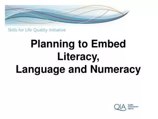 Planning to Embed Literacy, Language and Numeracy