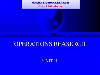 OPERATIONS REASERCH