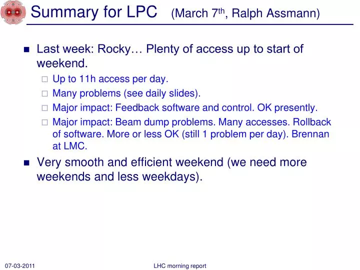 summary for lpc march 7 th ralph assmann