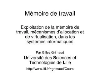 m moire de travail