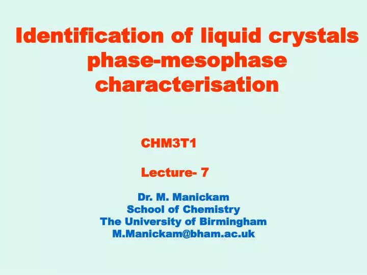 identification of liquid crystals phase mesophase characterisation