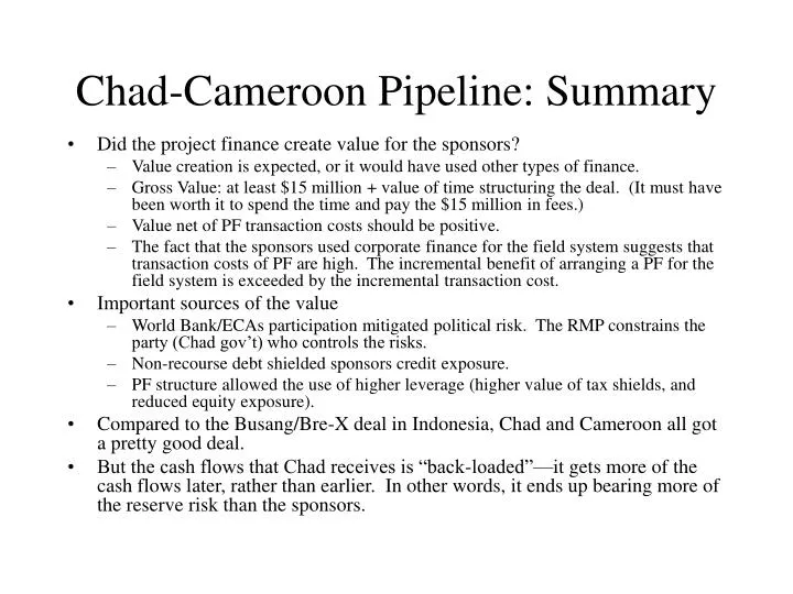 chad cameroon pipeline summary