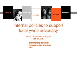 internal policies to support local ywca advocacy Great Lakes Alliance Region May 17, 2007