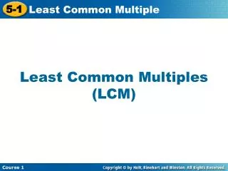 Least Common Multiples (LCM)