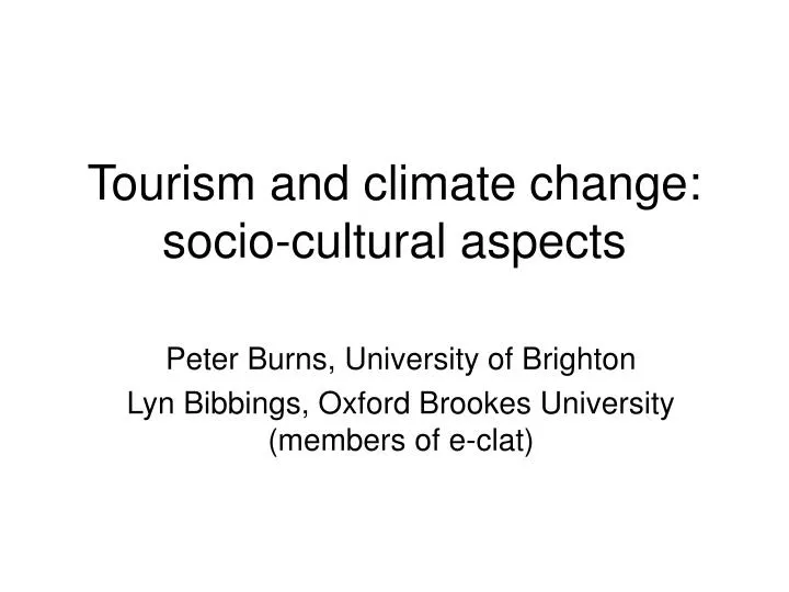 tourism and climate change socio cultural aspects