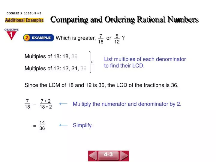comparing and ordering rational numbers